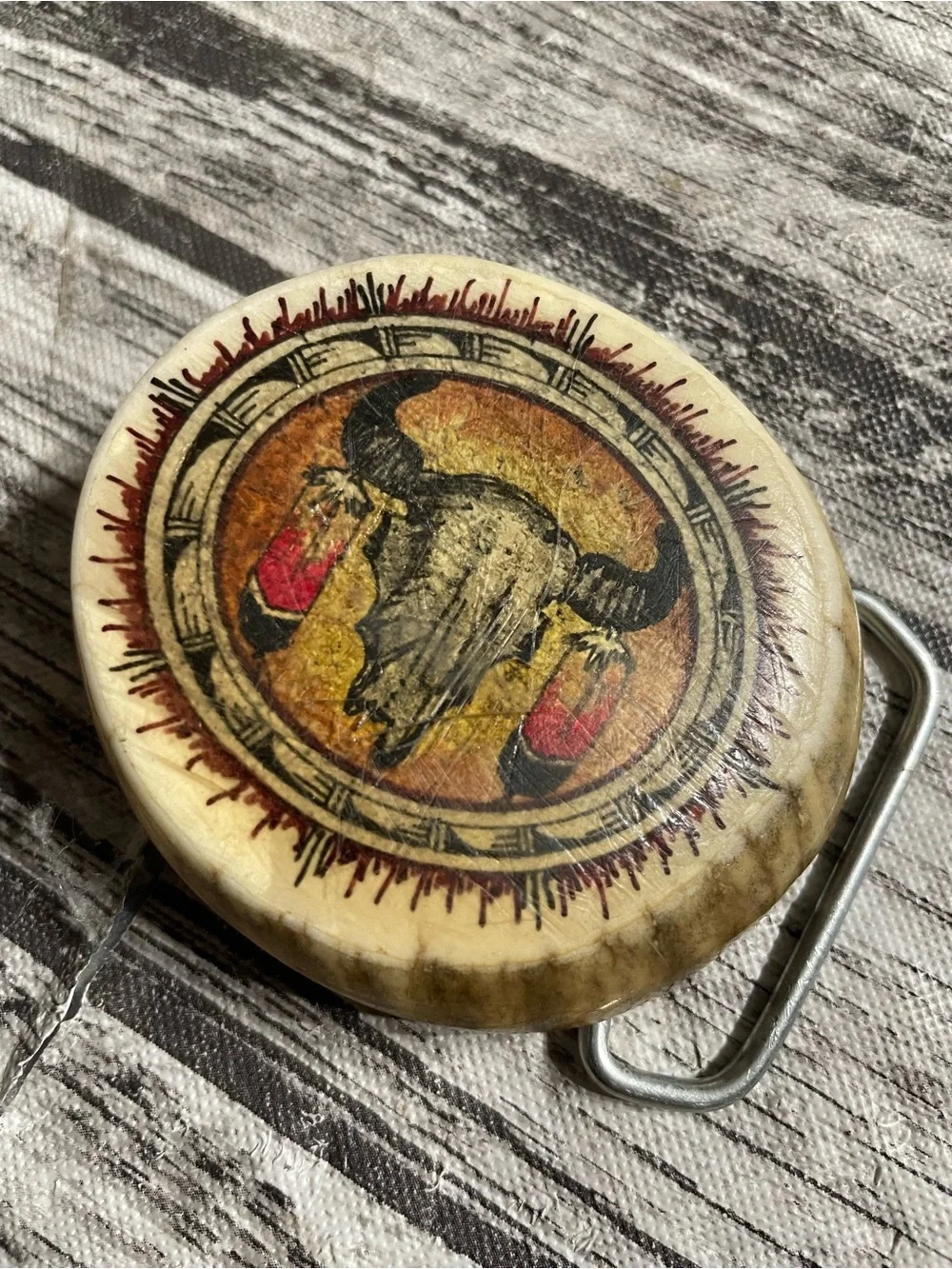 Men’s Antler Cow Skull Belt Buckle Good Condition